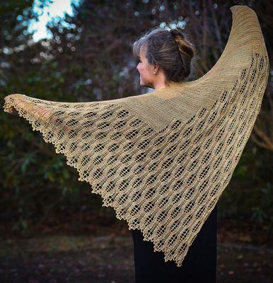 The grand version of our shop designed Palouse Shawl.