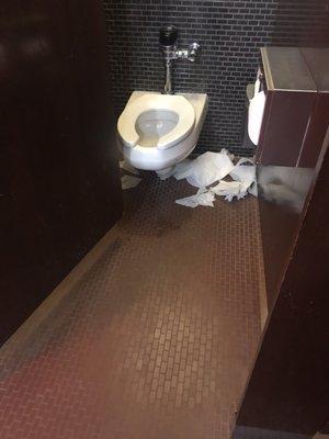 Women's bathroom after my evening workout..people are weird for making a mess after themselves.