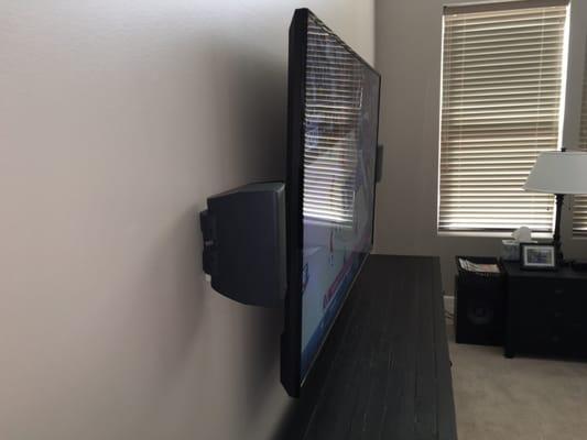 Side view of 70" TV install.