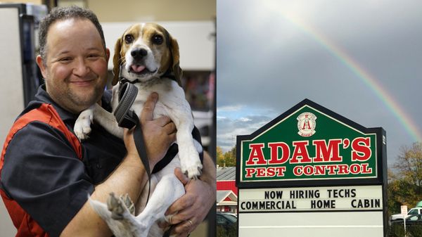 Eric and Marvin, one of our bed bug detection dogs.  Baxter is our other bed bug dog and they are both beagles.