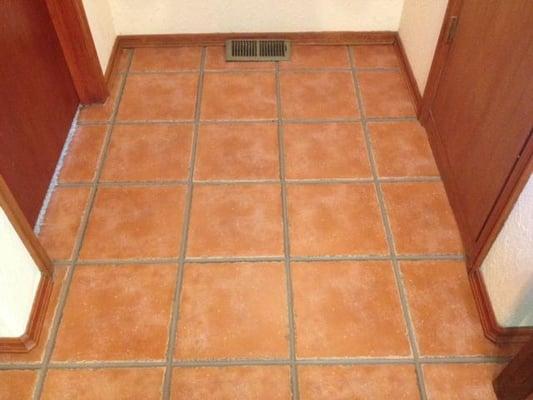 Cleaning this floor and then sealing the grout lines with a darker color greatly pleased the homeowner.