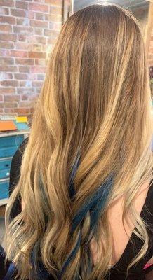 balayage with blue under shadow