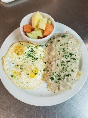 Scratch made buttermilk biscuits and sausage gravy