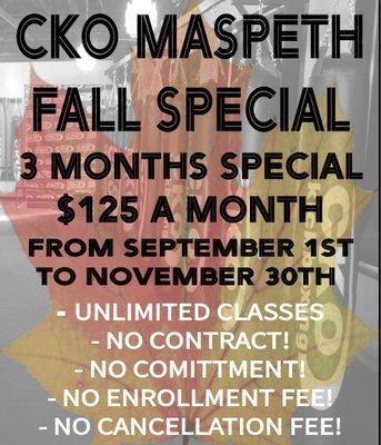 Don't fall off track because summer is over, instead fall into savings with our Fall special!