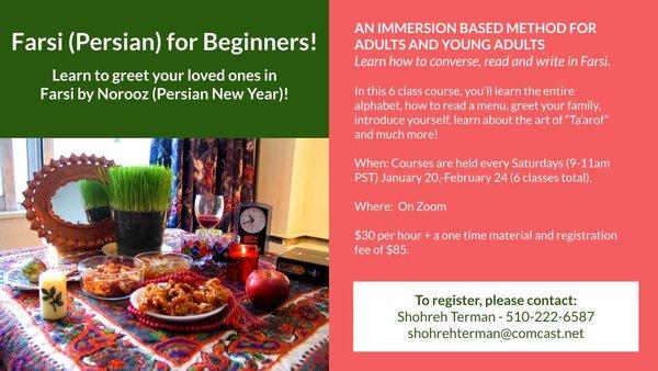 Ever wish you could converse in Farsi with family and friends?  Here's your opportunity!