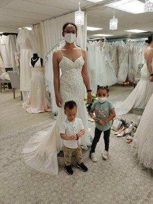 Check out this beautiful bride and her adorable family! Alterations are complete and they are ready for the big day!