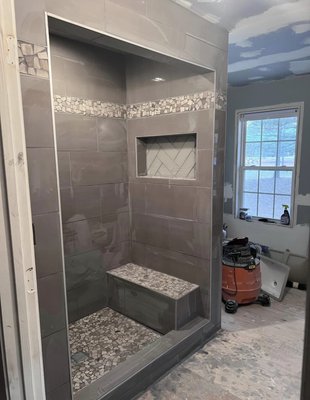 Tile shower build