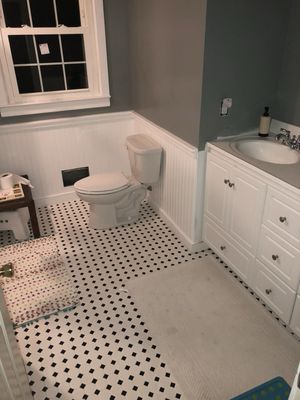 New bathroom renovation progress photo