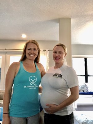 Rachel Stewart and I during birth ball class