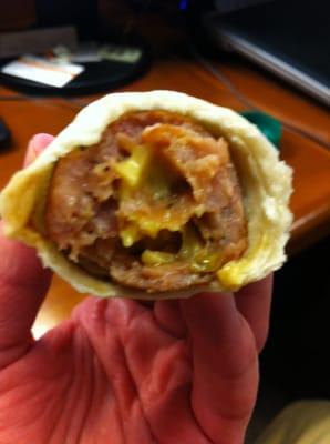 Fast Break Tacos' Jalapeno-Cheese-Stuffed "Lonestar Sausage Wrap."  WAY better than the $4 UNstuffed sausage wraps sold at DKR!