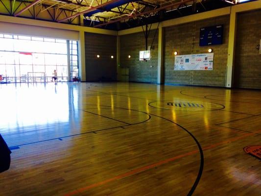 Huge basketball court.