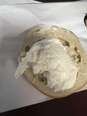 Not a toasted bagel with cream cheese on the side