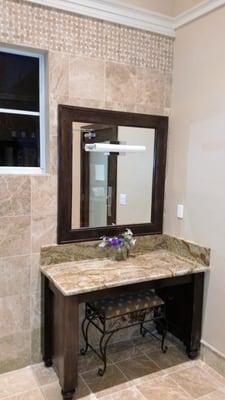 Custom Stained Make Up Vanity for Ladies Restroom in Golf Club