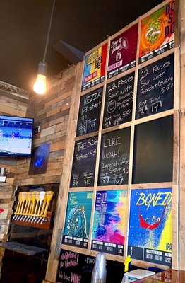 Beer menu on right side of bar