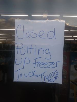 Dollar General in Callao Va. 7:15p.m. on Saturday Night! Please People! Two people and one can't stock! Theses signs have got to stop!