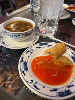 Hot n sour soup and egg roll