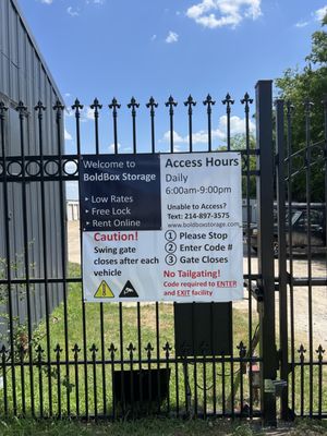 Gate access instructions