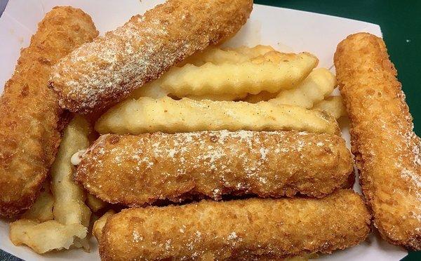 Cheese sticks dusted in lemon pepper