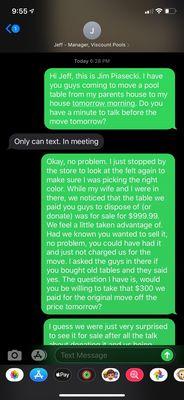 The texts with Jeff, the manager at Viscount.