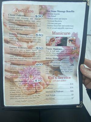 Pedicure pricing.