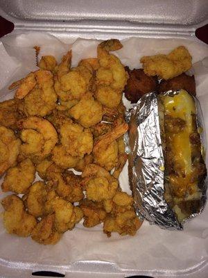 30 piece shrimp and two sides $10.99 (loaded potato is a premium side)