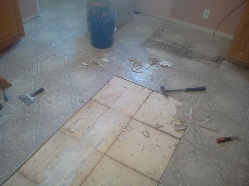 Before, old linoleum flooring