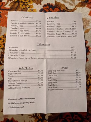 Breakfast menu