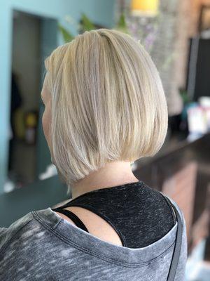 Spring hair time! Leesa has an all over lightening with a toner and a new shorter cut !