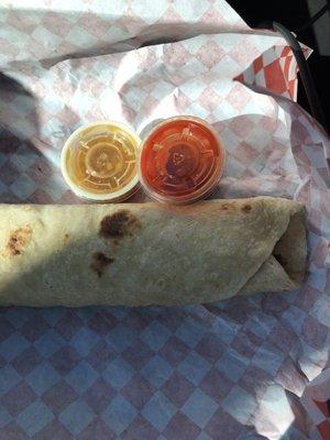 Barbacoa burrito--so yummy! With salsas Good size too