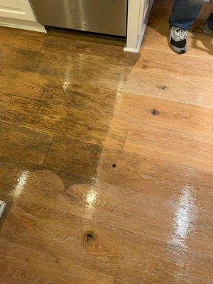 We are doing hardwood floor cleaning.