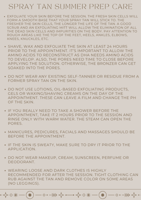 Spray Tan Summer Prep Instructions