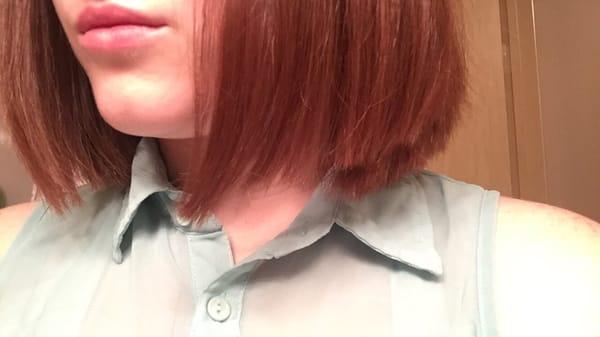 Asked for a one length bob(no layers) not a all what I asked for. Choppy, and one side is an inch longer than the other.