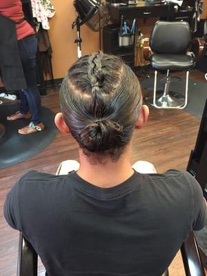 Man bun and braid