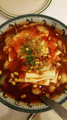 豆花鱼片“Fish Fillet with Bean Curd Sauce" - fish fillet & soft tofu in chili broth (not as spicy as it looks)