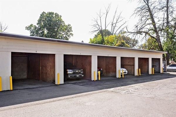 Covered garage parking spots at Pangea Courts