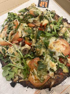 First time making my own Vegan style pizza. Cauliflower crust, , evoo, and all the veggies excluding the sweet ones. So good