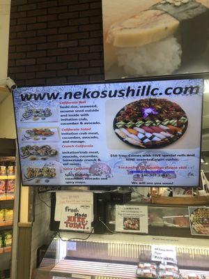 www.NecoSushiLLC.com What are online or no the item number.  NO CASH  Credit card payment in person allowed