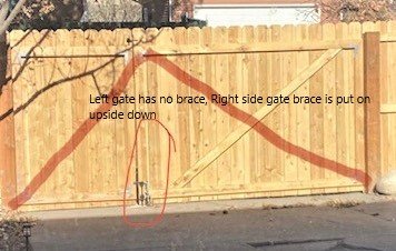 Sagging gates due to improper or no bracing.