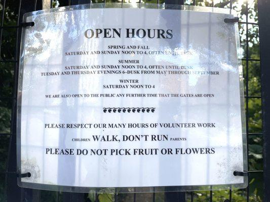 Didn't have time to visit this garden, but here are the public hours (varies by season)