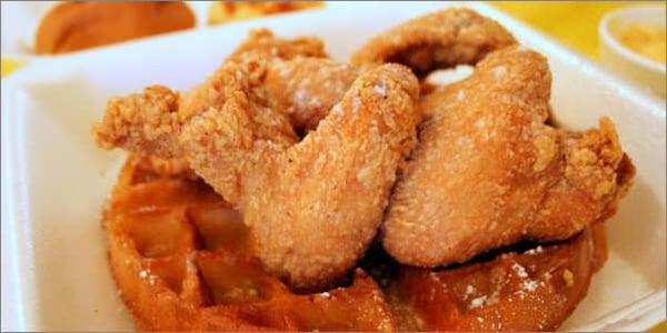 Fried chicken wings and waffles.