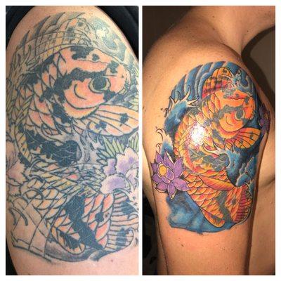 Kristin Crews fixin coverup. phenomenal job. Very knowledgeable, personal, and professional. She is now our go to Tattoo Specialist!