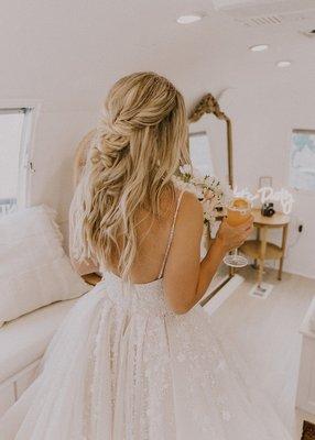 Bride in airstream