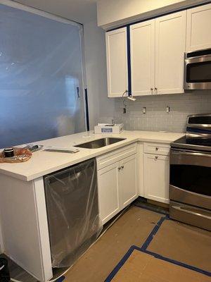 New quartz countertops and backsplash!