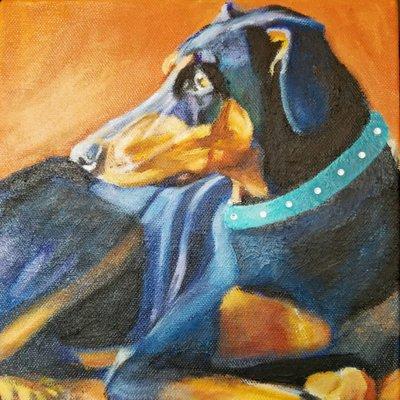 Missy's pet portrait painted in oil on canvas.