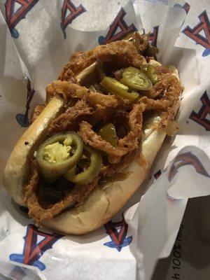 Crispy onion, jalapeños etc