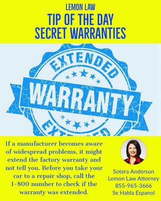 Tip of the Day: secret warranties