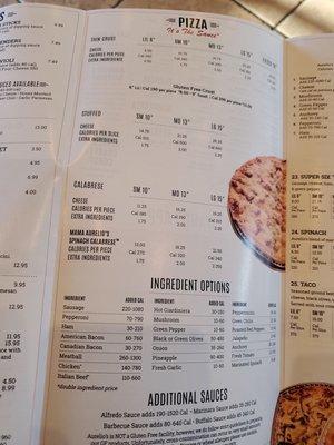 Pizza Menu