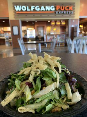 Chinese Chicken Salad (ginger!): ingredients are added to a stainless steel bowl and combined in front of you.