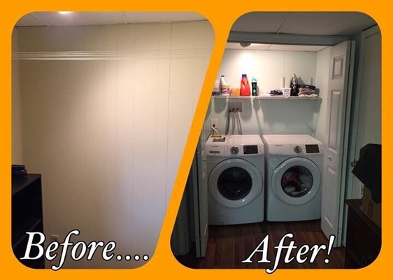 Washer Dryer Closet project. Relocated washer/Dryer hookups and built a closet to conceal units when not in use. Clark Summit Pa