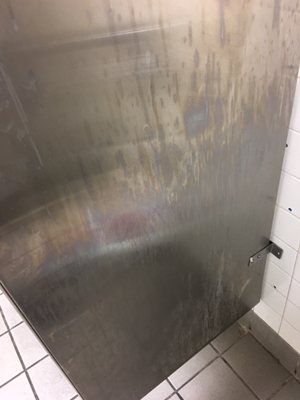 Bathrooms are DISGUSTING!  Hasn't been cleaned in months.  Won't even attempt changing my kid in here. This is the men's urinal - GROSS